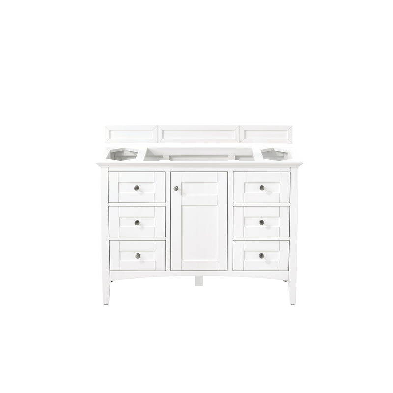 James Martin Palisades 48" Single Vanity Bright White with 3 cm Gray Expo Quartz Top 527-V48-BW-3GEX