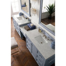 James Martin Copper Cove Encore 122" Double Vanity Set Silver Gray with Makeup Table 3 cm Carrara Marble Top 301-V122-SL-DU-3CAR