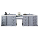 James Martin De Soto 118" Double Vanity Set Silver Gray with Makeup Table 3 cm Classic White Quartz Top 825-V118-SL-DU-CLW