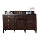 James Martin Brittany 60" Burnished Mahogany Single Vanity with 3 cm Arctic Fall Solid Surface Top 650-V60S-BNM-3AF