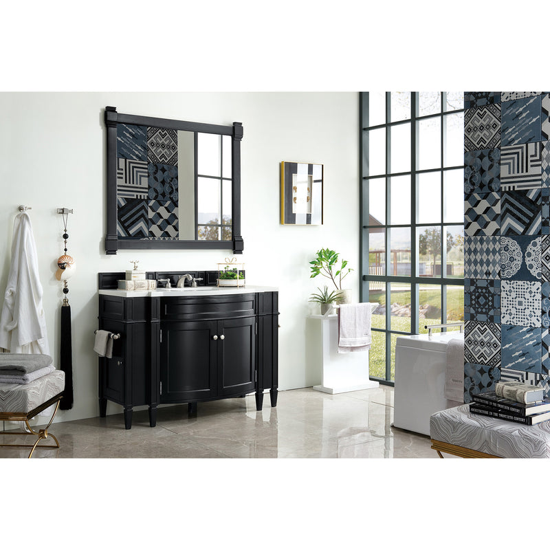 James Martin Brittany 46" Single Vanity Black Onyx with 3 cm Classic White Quartz Top 650-V46R-BKO-CLW