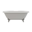 Cambridge Plumbing Cast Iron Double Ended Clawfoot Tub 60"x30", 7" Drillings PC Feet