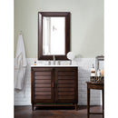 James Martin Portland 36" Single Vanity Burnished Mahogany with 3 cm Arctic Fall Solid Surface Top 620-V36-BNM-3AF