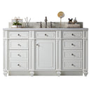 James Martin Bristol 60" Single Vanity Bright White with 3 cm Carrara Marble Top 157-V60S-BW-3CAR