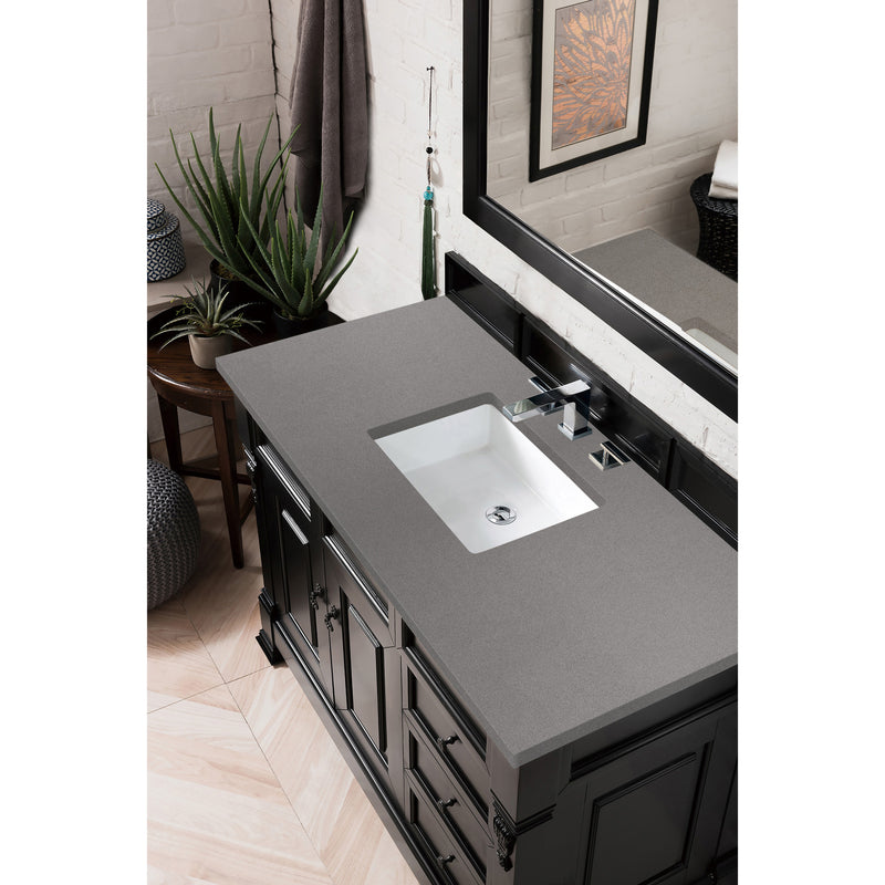 James Martin Brookfield 48" Antique Black Single Vanity with 3 cm Gray Expo Quartz Top 147-114-5236-3GEX