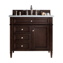 James Martin Brittany 36" Burnished Mahogany Single Vanity with 3 cm Arctic Fall Solid Surface Top 650-V36-BNM-3AF