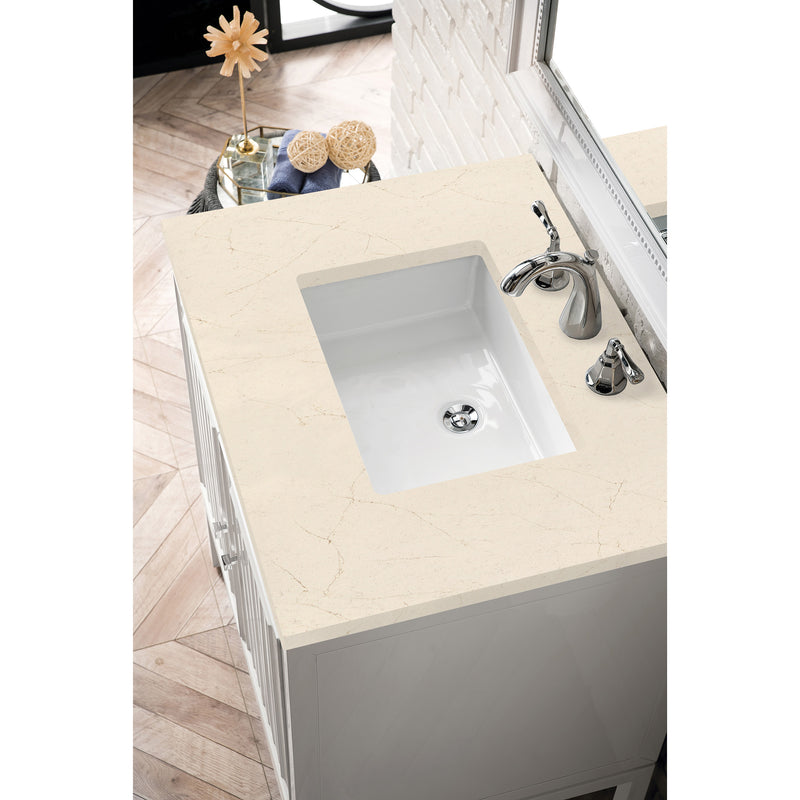 James Martin Athens 30" Single Vanity Cabinet Glossy White with 3 cm Eternal Marfil Top E645-V30-GW-3EMR