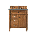 James Martin Brittany 30" Single Vanity Saddle Brown with 3 cm Cala Blue Quartz Top 650-V30-SBR-3CBL