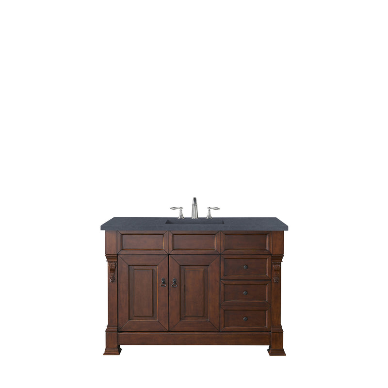 James Martin Brookfield 48" Warm Cherry Single Vanity with 3 cm Charcoal Soapstone Quartz Top 147-114-5286-3CSP