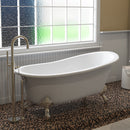 Cambridge Plumbing Cast Iron Slipper Clawfoot Tub 67"x30" no Faucet Drillings Package