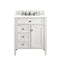 James Martin Brittany 30" Single Vanity Bright White with 3 cm Classic White Quartz Top 650-V30-BW-3CLW