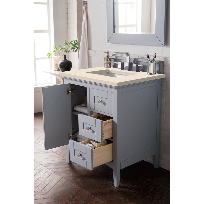 James Martin Palisades 30" Single Vanity Silver Gray with 3 cm Eternal Marfil Quartz Top 527-V30-SL-3EMR