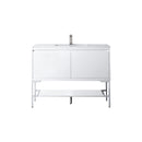 James Martin Milan 47.3" Single Vanity Cabinet Glossy White Glossy White with Glossy White Composite Top 801V47.3GWGWGW