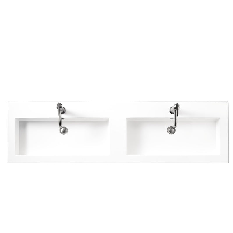 James Martin Composite Countertop 63" W x 18" D Sink Double Basins White Glossy CSP-S6318D-WG