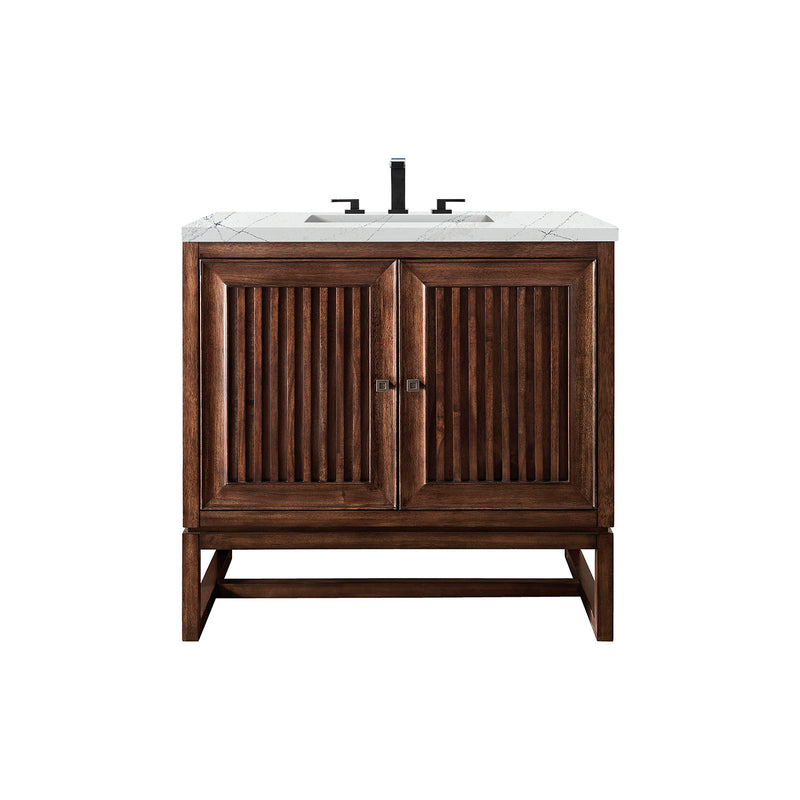 James Martin Athens 36" Single Vanity Cabinet Mid Century Acacia with 3 cm Ethereal Noctis Top E645-V36-MCA-3ENC