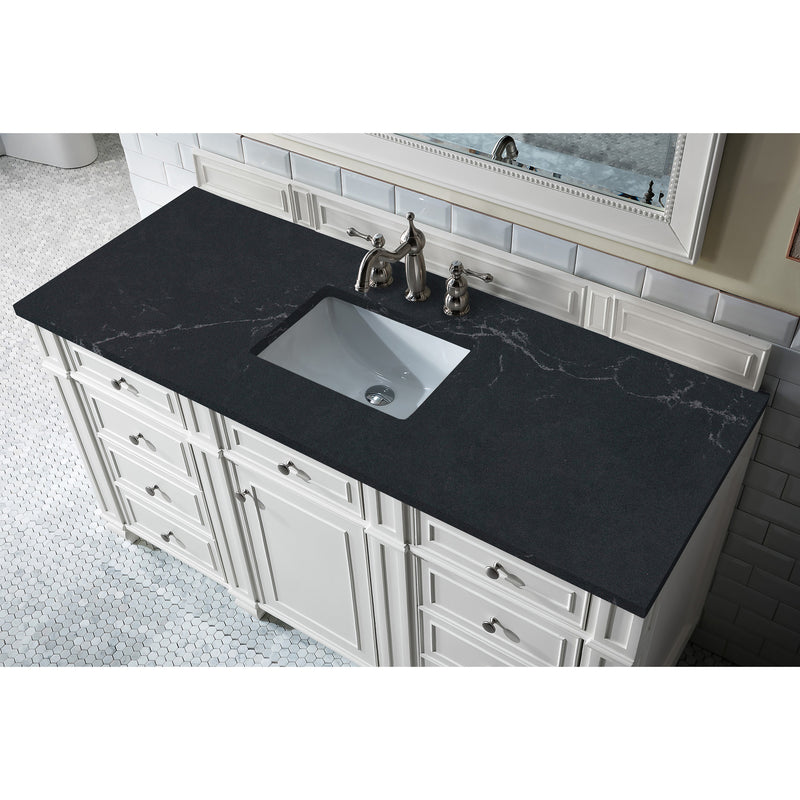 James Martin Bristol 60" Single Vanity Bright White with 3 cm Charcoal Soapstone Quartz Top 157-V60S-BW-3CSP