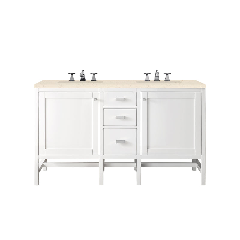 James Martin Addison 60" Double Vanity Cabinet Glossy White with 3 cm Eternal Marfil Top E444-V60D-GW-3EMR