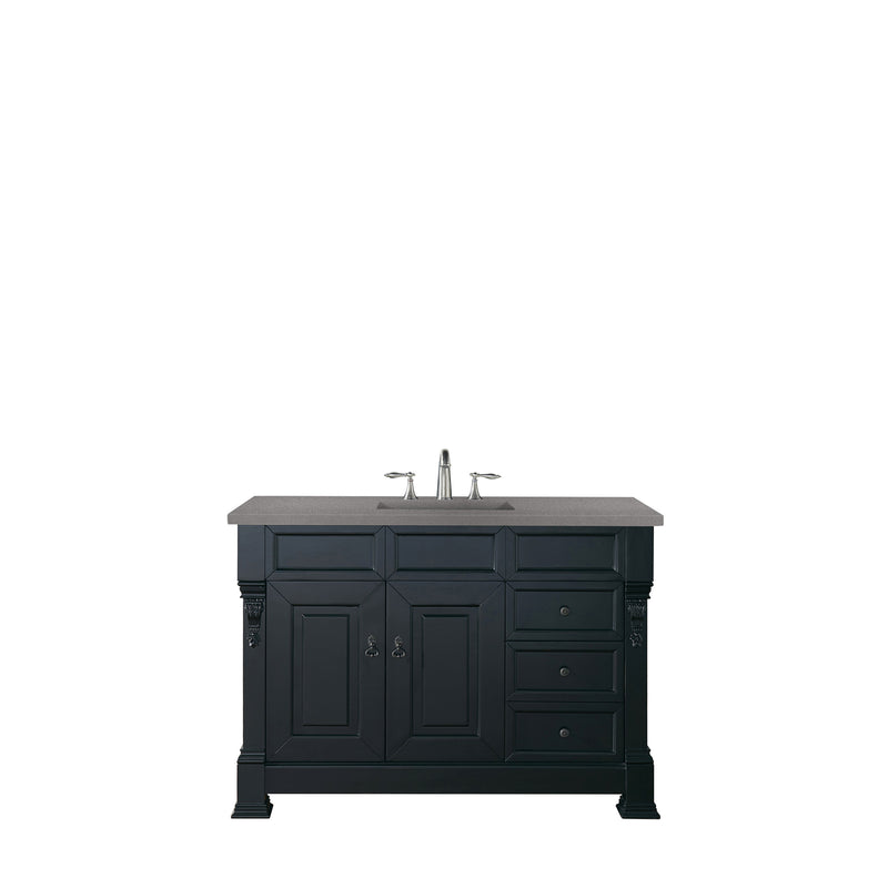 James Martin Brookfield 48" Antique Black Single Vanity with 3 cm Grey Expo Quartz Top 147-114-5236-3GEX