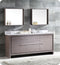 Fresca Allier 72" Gray Oak Modern Double Sink Bathroom Cabinet with Top and Sinks