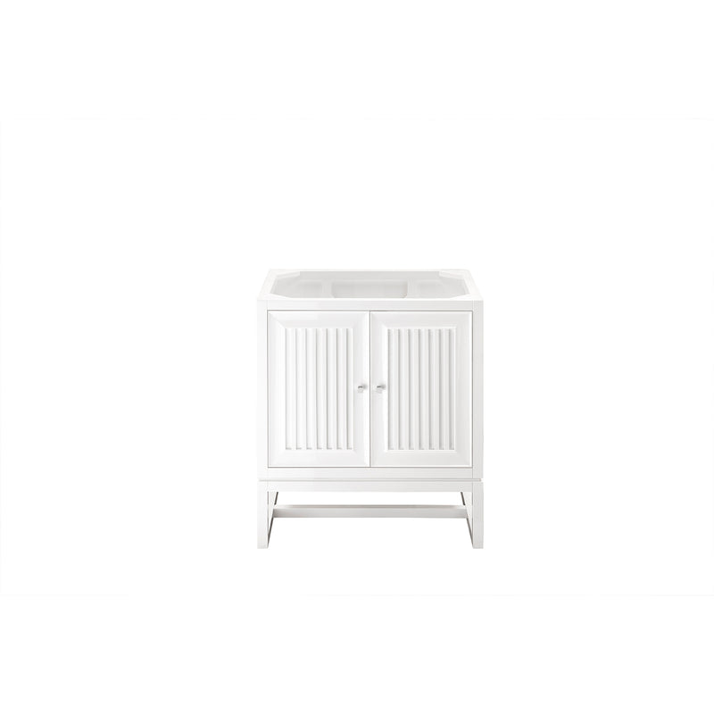 James Martin Athens 15" Cabinet with Drawers and Door Glossy White with 3 cm Carrara Marble Top E645-B15R-GW-3CAR