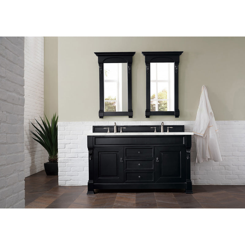 James Martin Brookfield 60" Antique Black Double Vanity with 3 cm Eternal Jasmine Pearl Quartz Top 147-114-5631-3EJP