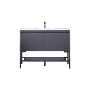 James Martin Milan 47.3" Single Vanity Cabinet Modern Grey Glossy Matte Black with Glossy White Composite Top 801V47.3MGGMBKGW