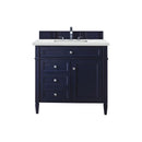 James Martin Brittany 36" Victory Blue Single Vanity with 3 cm Ethereal Noctis Quartz Top 650-V36-VBL-3ENC