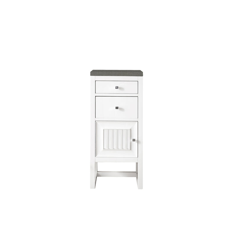 James Martin Athens 15" Cabinet with Drawers and Door Glossy White with 3 cm Grey Expo Quartz Top E645-B15L-GW-3GEX