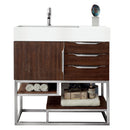 James Martin Columbia 36" Single Vanity Coffee Oak with Glossy White Composite Top 388-V36-CFO-BN-GW