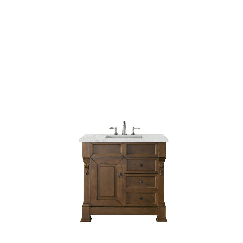 James Martin Brookfield 36" Country Oak Single Vanity with 3 cm Eternal Jasmine Pearl Quartz Top 147-114-5576-3EJP