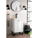 James Martin Chianti 20" Single Vanity Cabinet Glossy White Matte Black with White Glossy Composite Countertop E303V20GWMBKWG