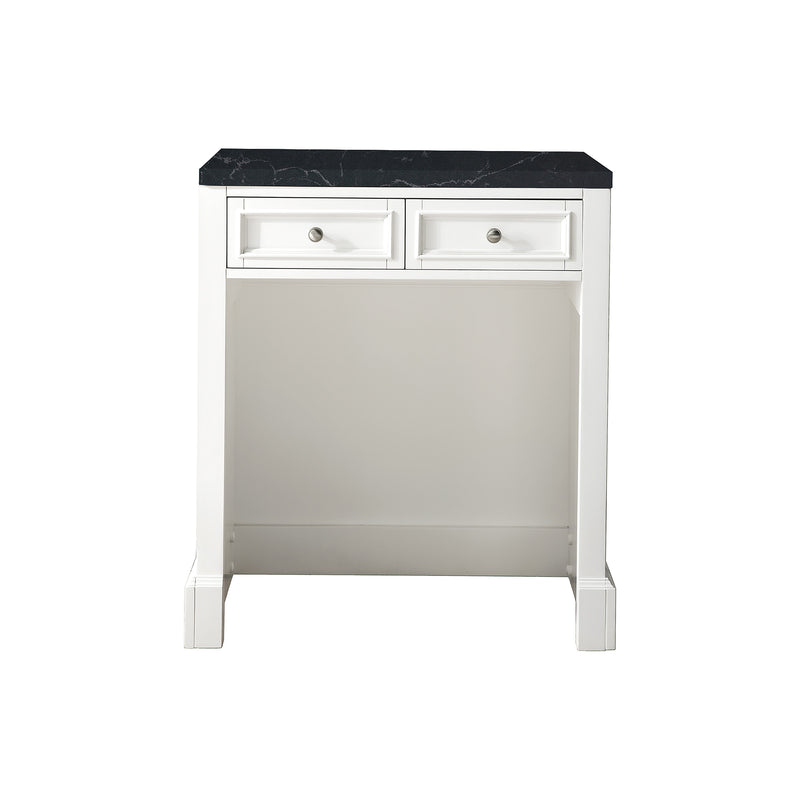 James Martin De Soto 30" Countertop Unit Makeup Counter Bright White with 3 cm Charcoal Soapstone Quartz Top 825-CU30-BW-3CSP