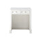 James Martin De Soto 30" Countertop Unit Makeup Counter Bright White with 3 cm Arctic Fall Solid Surface Top 825-CU30-BW-3AF