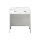 James Martin Addison 30" Free-standing Countertop Unit Makeup Counter Glossy White with 3 cm Arctic Fall Solid Surface Top E444-CU30-GW-3AF