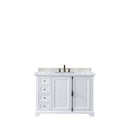 James Martin Providence 48" Bright White Single Vanity with 3 cm Carrara Marble Top 238-105-V48-BW-3CAR