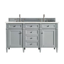 James Martin Brittany 60" Urban Gray Double Vanity with 3 cm Eternal Jasmine Pearl Quartz Top 650-V60D-UGR-3EJP