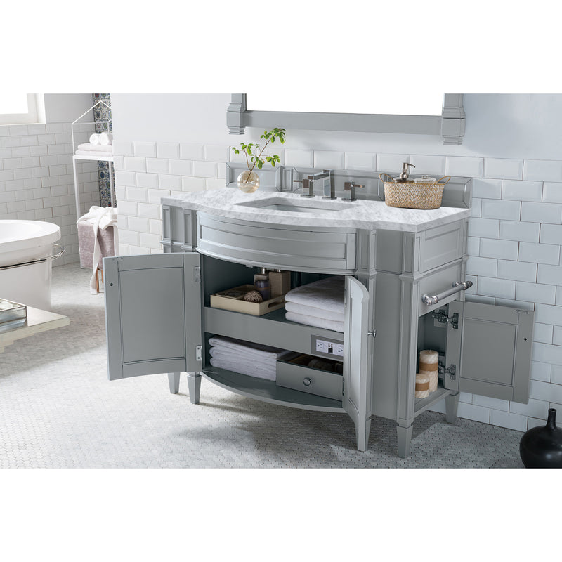 James Martin Brittany 46" Single Vanity Urban Gray with 3 cm Carrara Marble Top 650-V46R-UGR-CAR