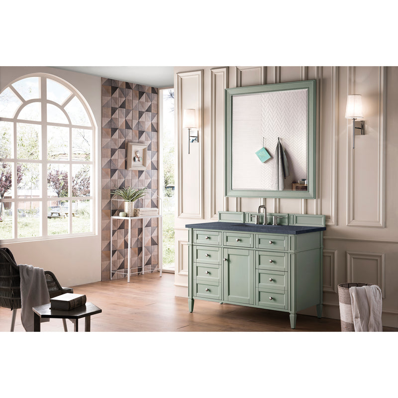 James Martin Brittany 48" Sage Green Single Vanity with 3 cm Charcoal Soapstone Quartz Top 650-V48-SGR-3CSP