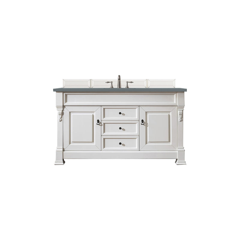 James Martin Brookfield 60" Bright White Single Vanity with 3 cm Cala Blue Quartz Top 147-V60S-BW-3CBL