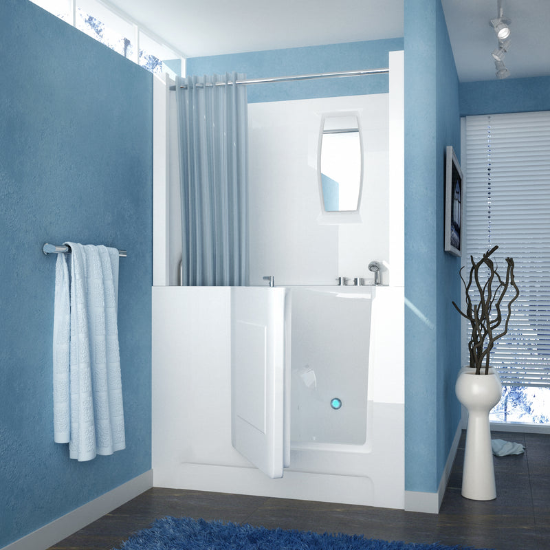 MediTub Walk-In 27" x 47" Right Drain White Air Jetted Walk-In Bathtub