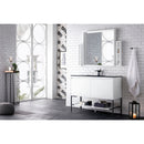 James Martin Milan 47.3" Single Vanity Cabinet Glossy White Matte Black with Charcoal Black Composite Top 801V47.3GWMBKCHB