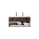 James Martin Columbia 72" Double Vanity Coffee Oak Matte Black with Glossy White Composite Top 388-V72D-CFO-MB-GW