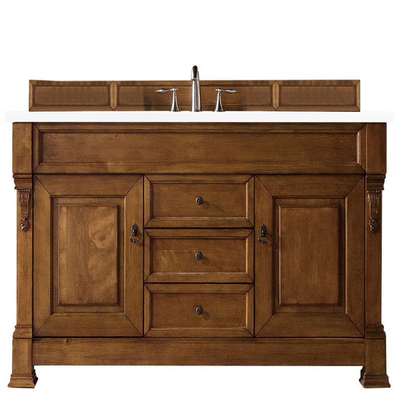 James Martin Brookfield 60" Country Oak Single Vanity with 3 cm Classic White Quartz Top 147-114-5371-3CLW