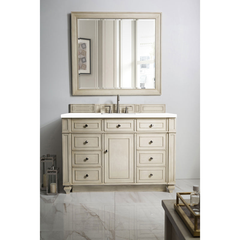 James Martin Bristol 48" Single Vanity Vintage Vanilla with 3 cm Classic White Quartz Top 157-V48-VV-3CLW