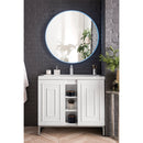 James Martin Alicante' 39.5" Single Vanity Cabinet Glossy White Brushed Nickel with White Glossy Resin Countertop E110-V39.5-GW-BNK-WG