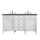 James Martin Brittany 60" Bright White Double Vanity with 3 cm Charcoal Soapstone Quartz Top 650-V60D-BW-3CSP