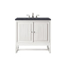 James Martin Athens 30" Single Vanity Cabinet Glossy White with 3 cm Charcoal Soapstone Quartz Top E645-V30-GW-3CSP