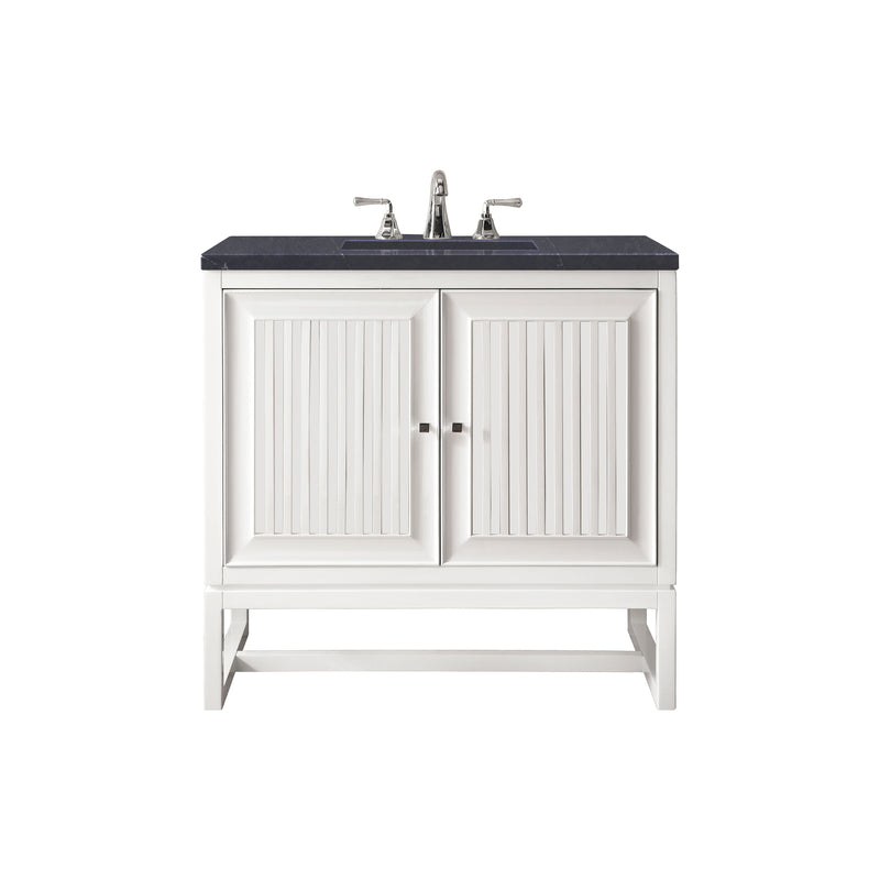 James Martin Athens 30" Single Vanity Cabinet Glossy White with 3 cm Charcoal Soapstone Quartz Top E645-V30-GW-3CSP