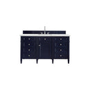 James Martin Brittany 60" Victory Blue Single Vanity with 3 cm Ethereal Noctis Quartz Top 650-V60S-VBL-3ENC