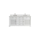 James Martin Savannah 72" Double Vanity Cabinet Bright White with 3 cm Ethereal Noctis Quartz Top 238-104-V72-BW-3ENC